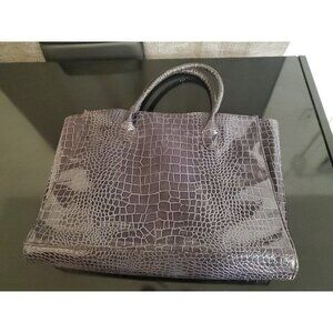 Cato Black Patent Faux Leather Crocodile Handbag